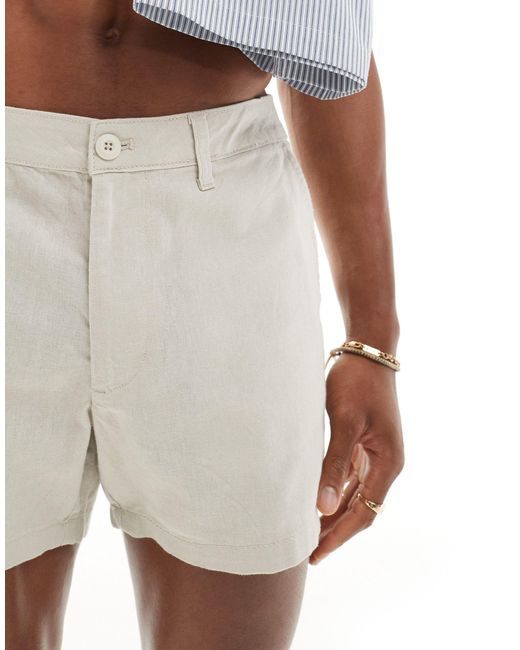 ASOS White Slim Shorter Length Linen Shorts With Fixed Waist for men
