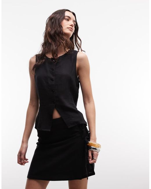 Noisy May White Linen Mix Wrap Around Tie Side Mini Skirt Co-ord