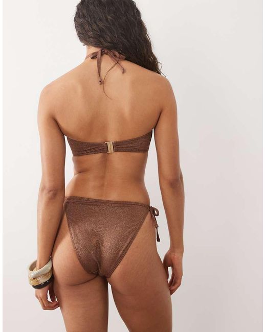 New Look Brown Glitter Beaded Bikini Bottoms