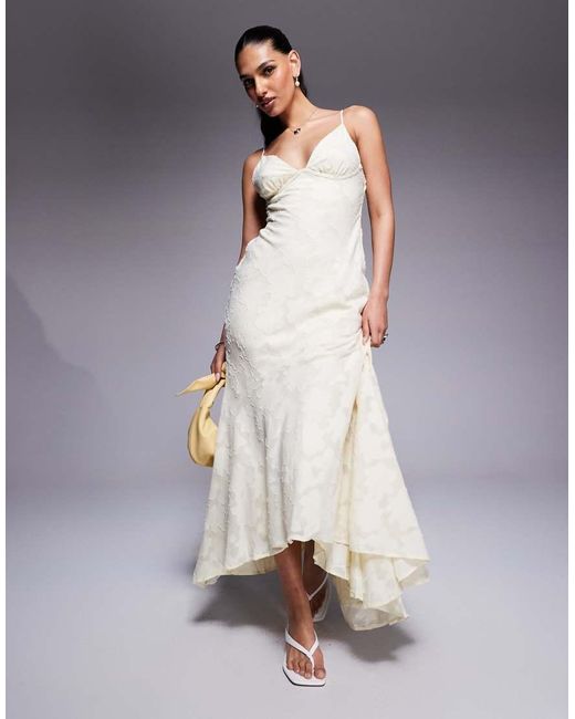 Princess Polly Gray Textured Floral Cross Back Strappy Maxi Dress