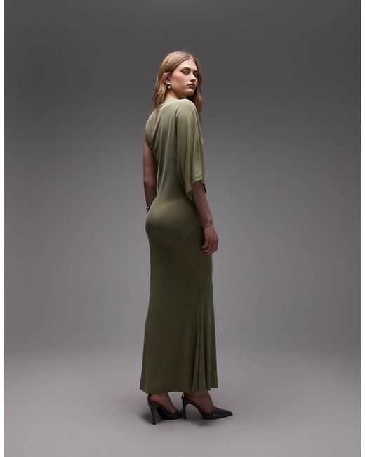 ASOS Gray One Sleeved Maxi Fishtail Dress