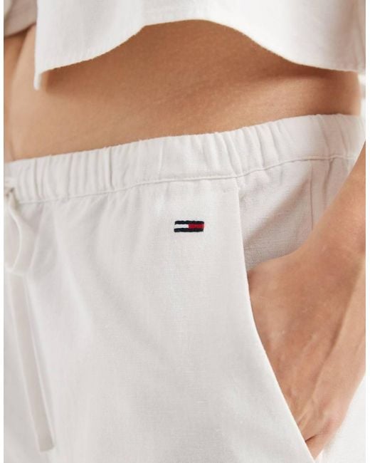 Tommy Hilfiger White Linen Trousers Co-Ord With Broderie Detail