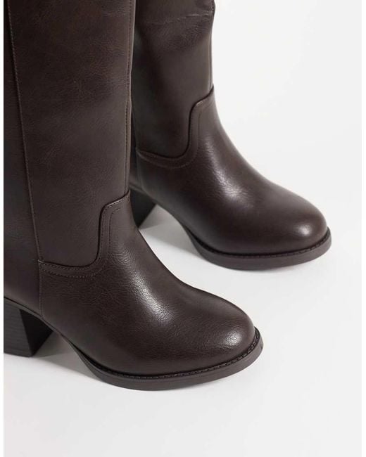SEQWL Wide Fit Black Byron Pull-on Knee Boots