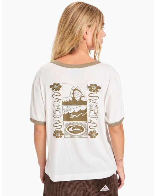 Quiksilver White Ringer Screen Short Sleeve T-Shirt