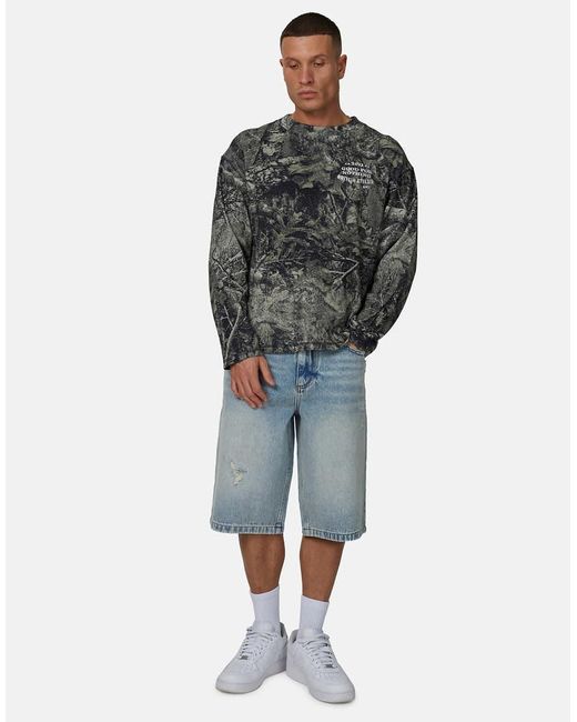 Good For Nothing Green Long Sleeve Waffle Camo Tee for men