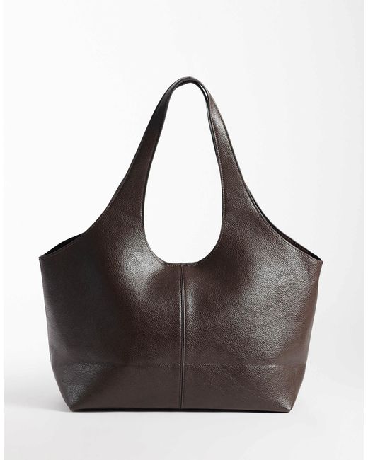 Cabas structuré - chocolat Mango en coloris Black