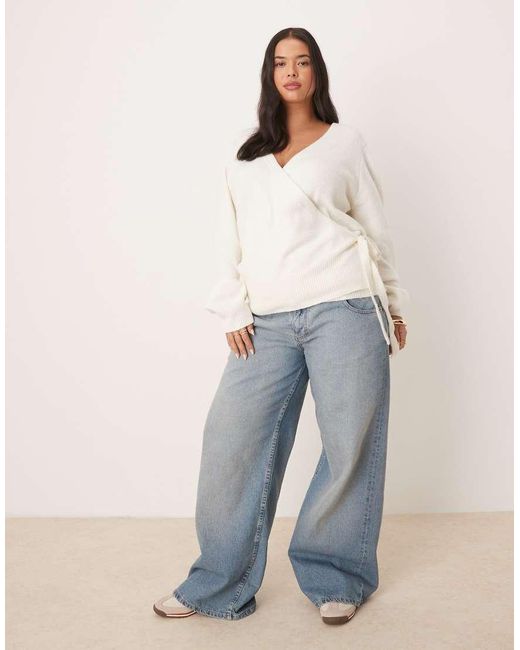Cárdigan Cruzado De Punto De Asos Design Curve-Blanco ASOS de color White