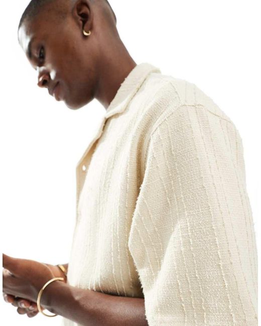 Pull&Bear Overhemd Met Strepen En Textuur in het Natural voor heren