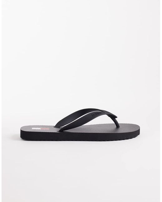 Tommy Hilfiger Black Flip Flops With Logo for men