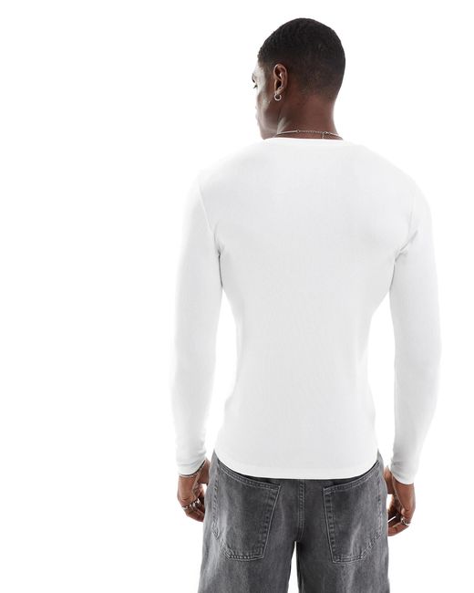 ASOS White Essentials Muscle Fit Long Sleeve T-shirt for men
