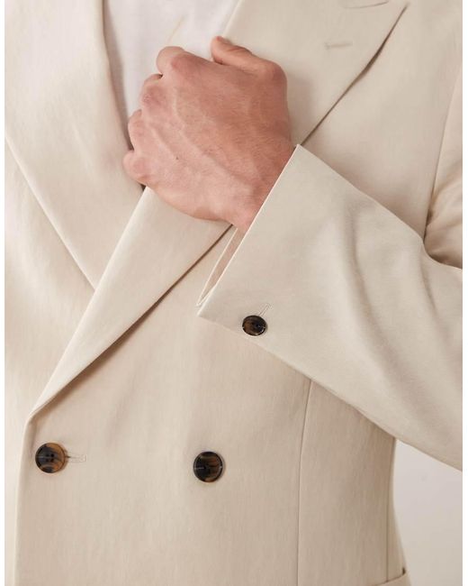 ASOS Natural Double Breasted Regular Suit Blazer for men