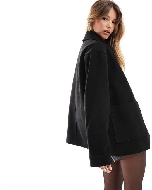 ASOS Black Top Collar Harrington Jacket