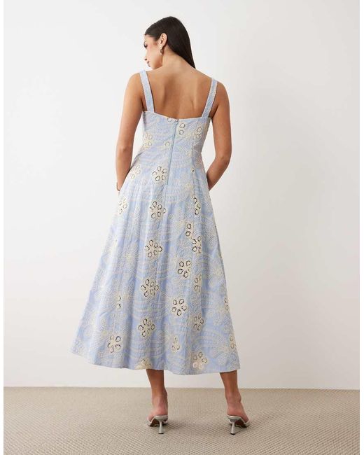 Bardot White Lilah Broderie Corset Midi Dress