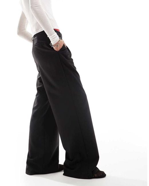 Collusion White Relaxed Wide Leg Tailored Trousers