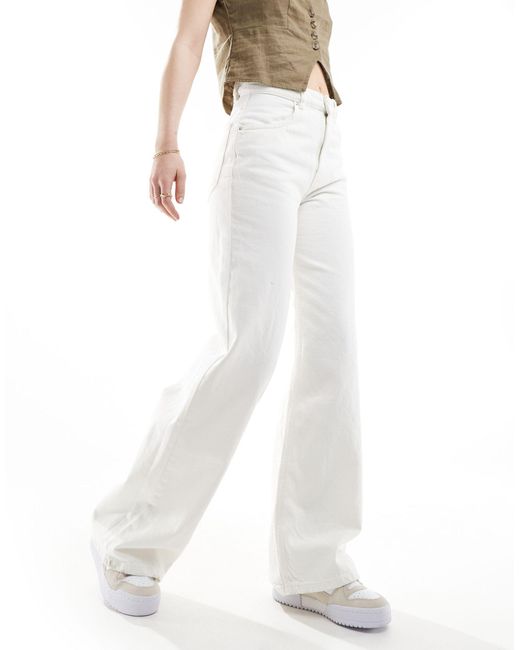 Pull&Bear White High Waisted Wide Leg Jeans