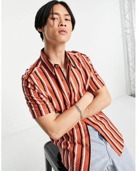 Camisa a rayas con cuello estilo años 70 ASOS de Algodón de color Neutro  para hombre | Lyst