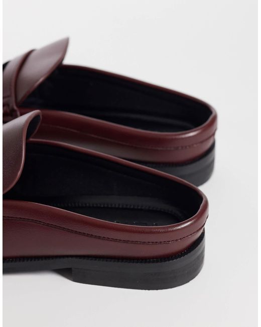 ASOS Brown Mule Penny Loafers With Ruching for men