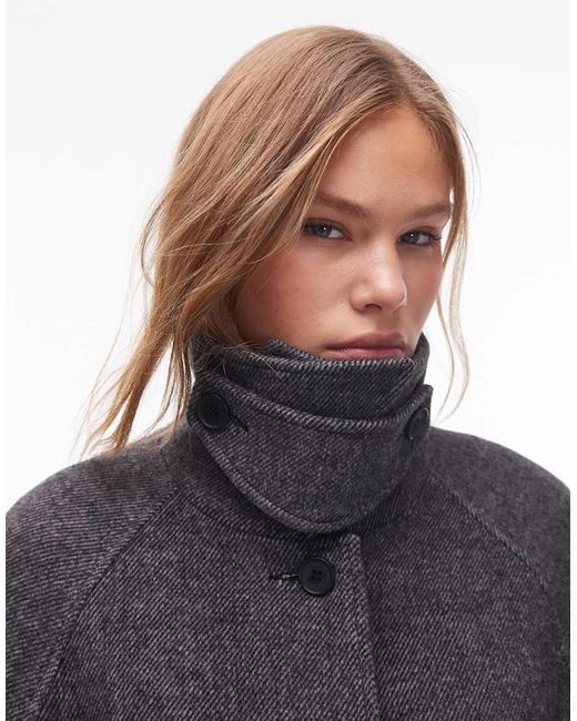 TOPSHOP Blue Tab Belted Twill Car Coat