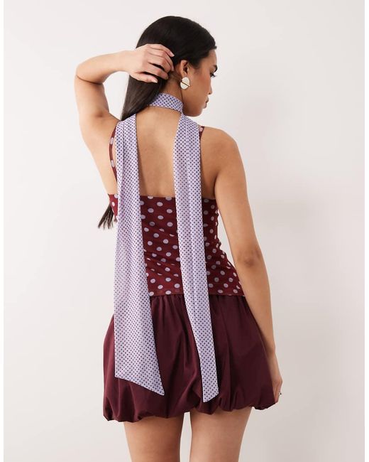 ASOS Red Printed Mesh Scarf Cami Top