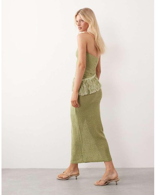 Motel Green Aloria Knit Maxi Skirt