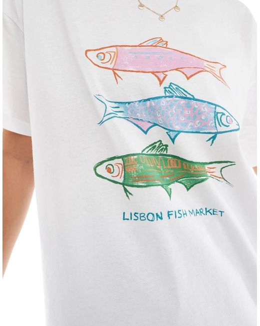 ASOS White Oversized T-shirt With Lisbon Sardines Graphic