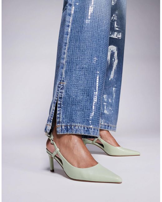 Public Desire Blue Salsa Sling Back Kitten Heels