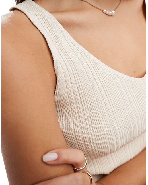 SELECTED White Femme Knitted Ribbed Vest
