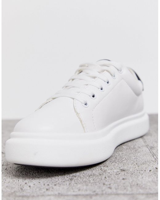 asos design doro chunky lace up sneakers in white