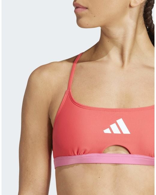 Adidas Originals Red – wattierter farbblock-bikini mit x-design am rücken