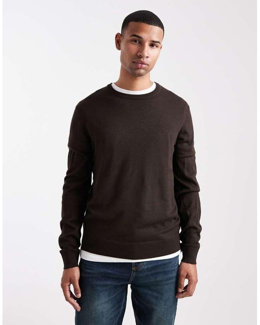 Jersey Con Cuello Redondo De Threadbare de hombre de color Black