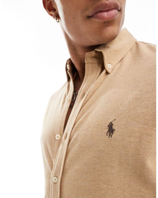 Polo Ralph Lauren – kurzärmliges pikee-hemd in Natural für Herren