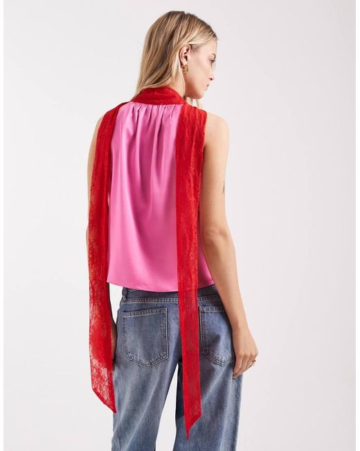 Never Fully Dressed Pink Lace Trim High Neck Top Co-Ord