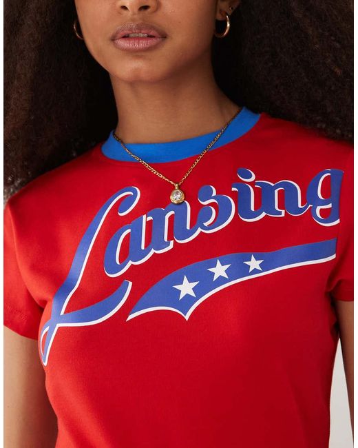 ASOS Red Short Sleeve Baby Top With Contrast
