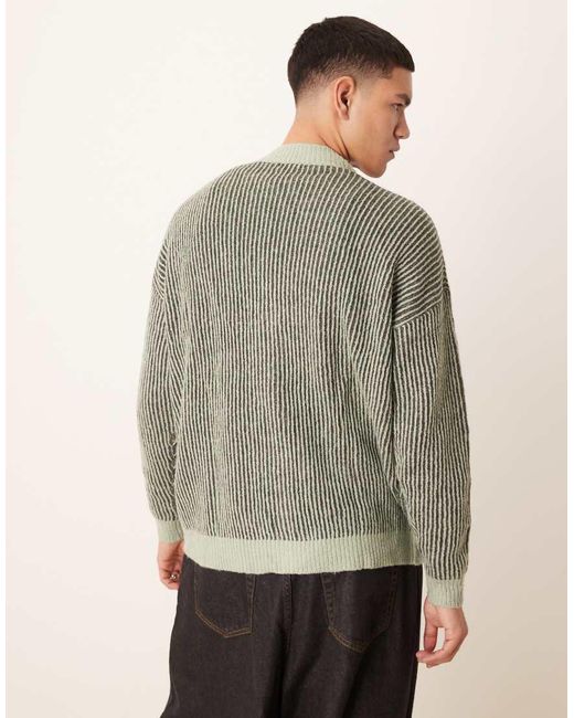 ASOS Gray Oversized Knitted Rib Cardigan for men
