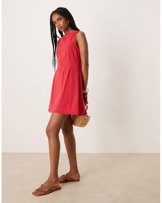 ASOS Red Sleeveless Seam Detail Mini Dress