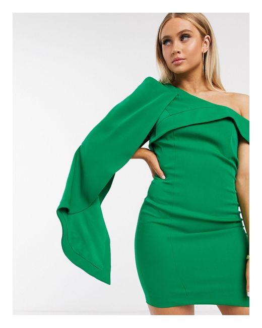 Lavish Alice One Shoulder Cape Mini Dress in Green Lyst Australia