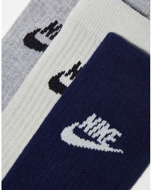 Nike Blue Everyday Essential 3 Pack Crew Socks