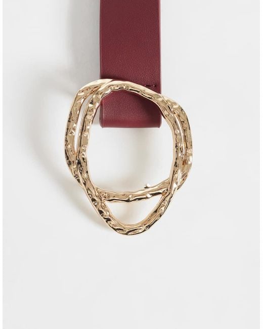 Vero Moda Multicolor Leather Gold Circle Buckle Belt