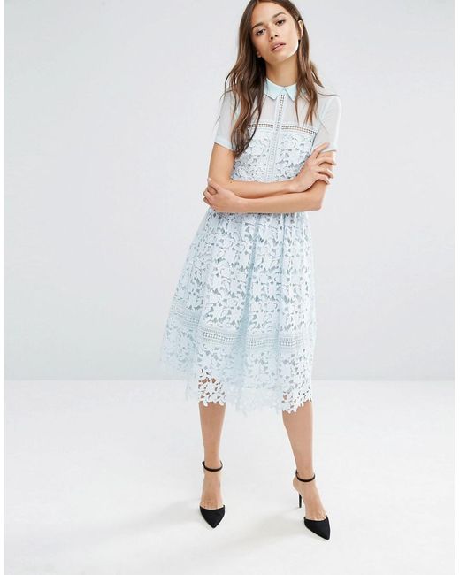 Warehouse green lace dress top
