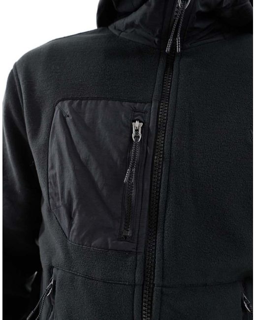 Sudadera Negra Con Capucha, Cremallera Y Diseño Híbrido De Felpa Polar De (Parte De Un Conjunto) Polo Ralph Lauren de hombre de color Blue