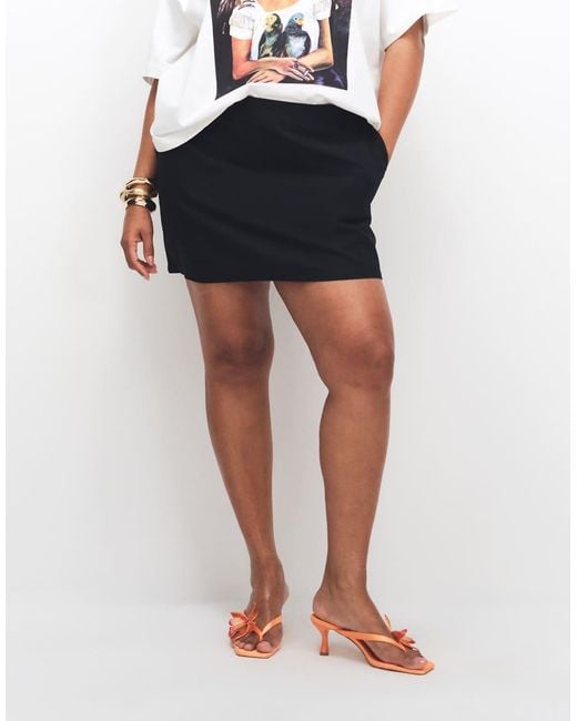 ASOS White Asos Design Curve Clean Look Linen Blend Skort