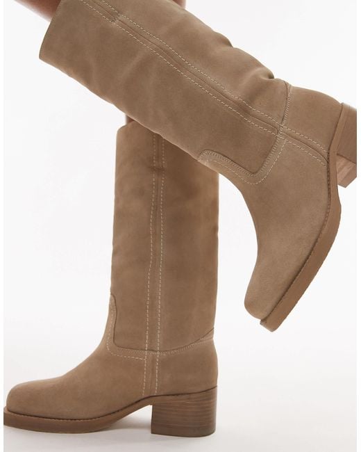 Bronx Natural – ky-ley – kniehohe cowboystiefel aus gewaschenem wildleder