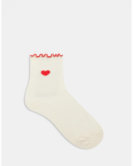 Accessorize White Heart Frill Socks