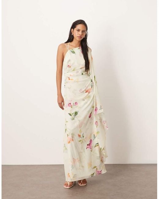 sachin and babi light blue dress Elegant Pleated V-Neck Backless Chiffon Maxi Dress – Likemychoice