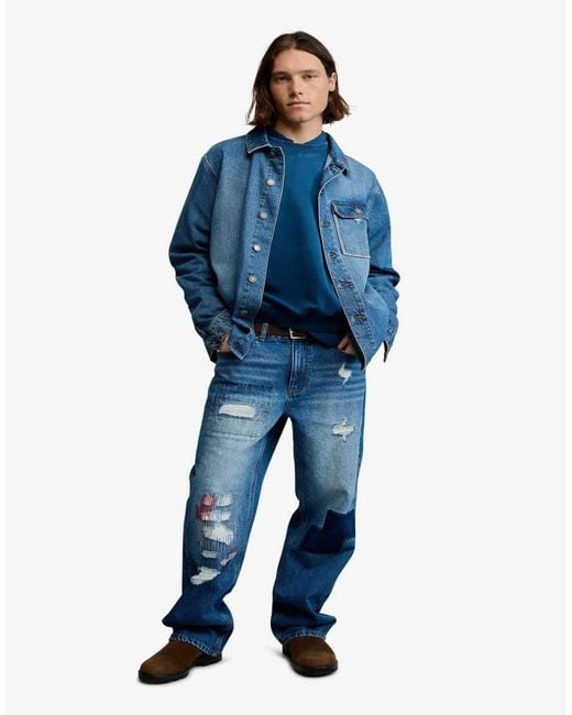 Desigual Blue Patched Jeans for men