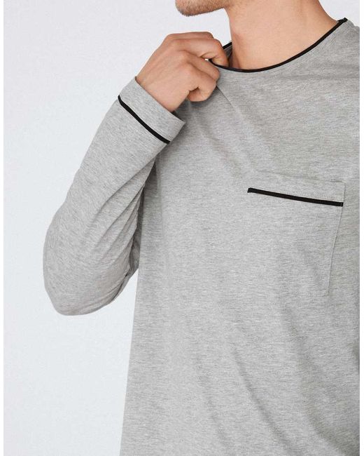 Tezenis White Long Piping Cotton Pyjamas for men