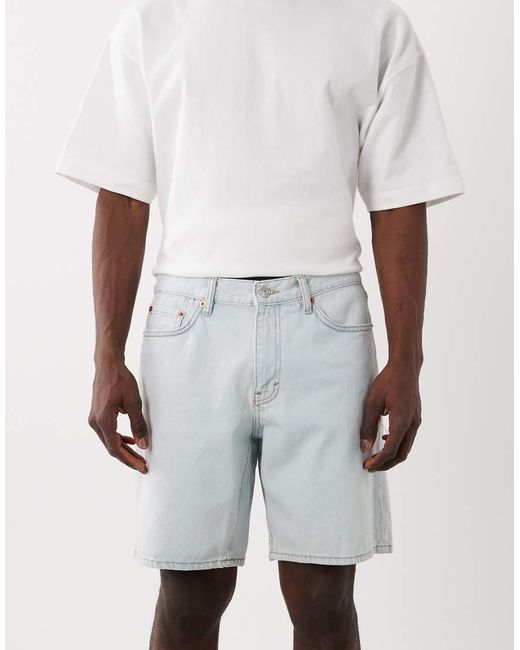 Mango White Relaxed Fit Denim Shorts for men