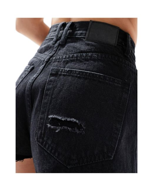 Pull&Bear Black – zerrissene mom-jeans-shorts