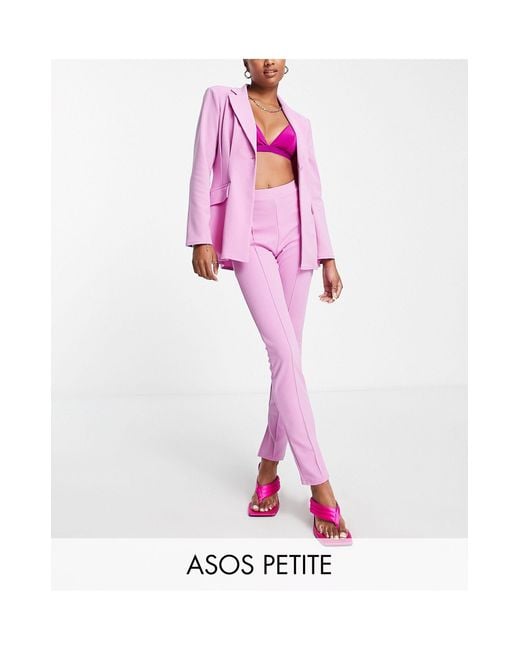 ASOS Pink Asos Design Petite Jersey Suit Slim Leg Trouser With Split Ankle