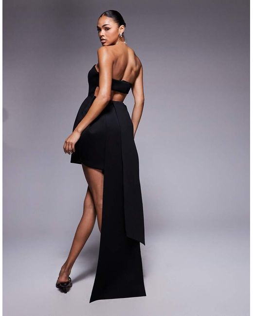 ASOS Blue Sculpted Bandeau Mini Dress With Train